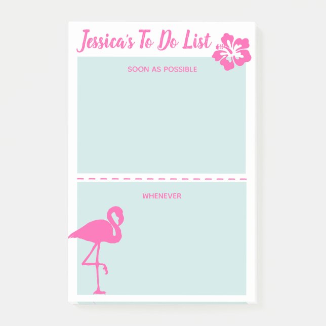 Flamingo PInk und Aquamarinen Personalisierten ein Post-it Klebezettel (Vorderseite)