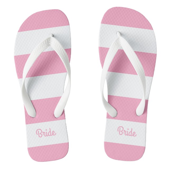 Flamingo Pink und White Stripe Bripe Flip Flops (Fußbett)