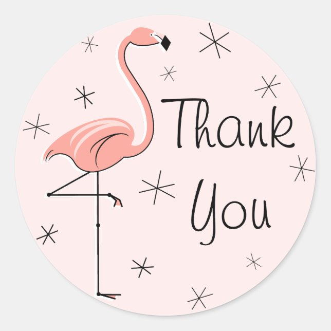 Flamingo Pink Vielen Dank für Ihren Aufkleber (Vorderseite)