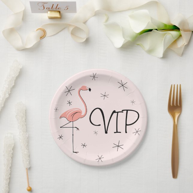 Flamingo Pink VIP Papierplatte Pappteller (Hochzeit)