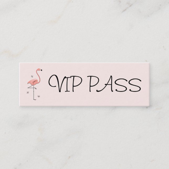 Flamingo Pink "VIP PASS" Visitenkartenmagazin Mini Visitenkarte (Vorderseite)