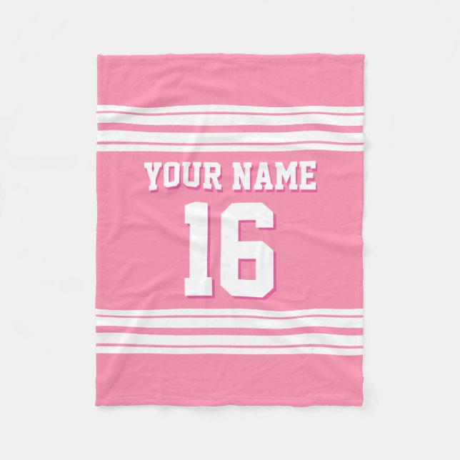 Flamingo Pink White Sports Jersey Fleecedecke (Vorderseite)