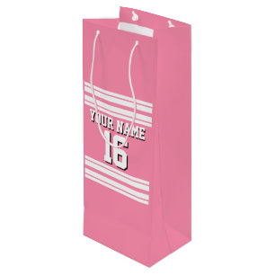 Flamingo Pink White Team Jersey Name Geschenktüte Für Weinflaschen