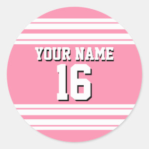 Flamingo Pink White Team Jersey Name Runder Aufkleber