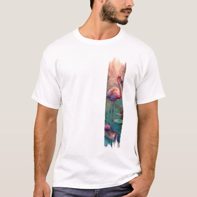 Flamingo-Pinselstrich T-Shirt (Vorderseite)