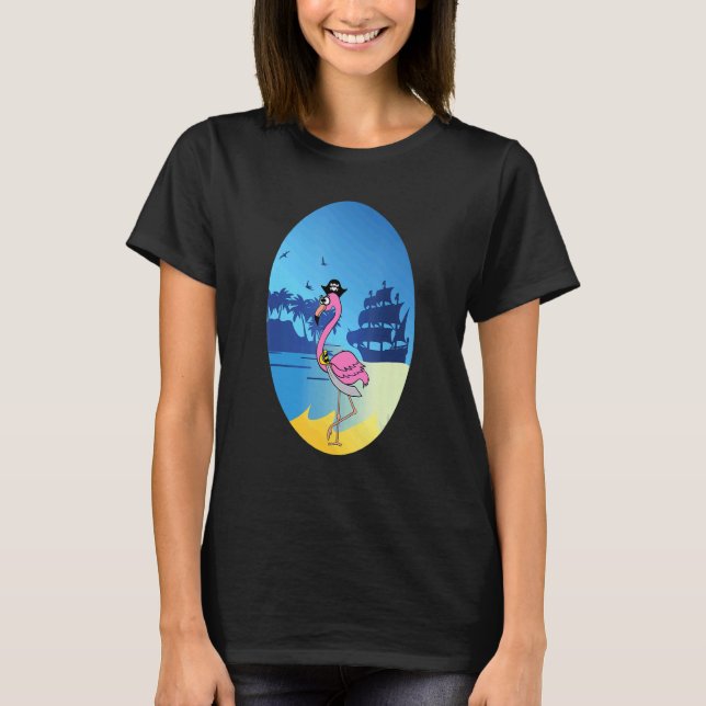 Flamingo Pirate Buccaneer Sea T-Shirt (Vorderseite)