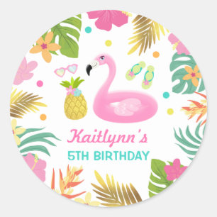 Flamingo Pool Gastgeschenk Tag Sticker Siegel
