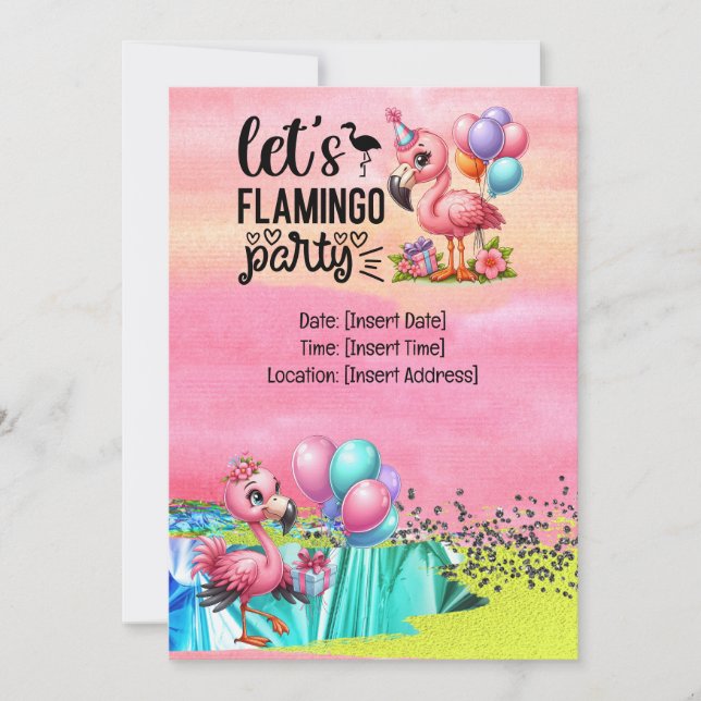 Flamingo Pool Party! Einladung (Vorderseite)
