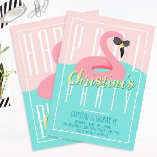 Flamingo Pool Party Einladung der 90er Jahre