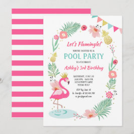 Flamingo Pool Party Einladung Tropischer Geburtsta