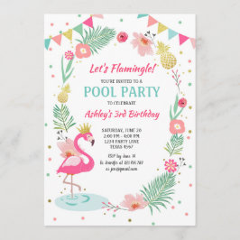 Flamingo Pool Party Einladung Tropischer Geburtsta