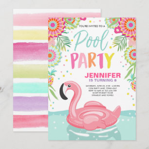 Flamingo Pool Party Einladung Tropischer Pool Schw