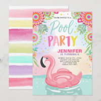 Flamingo Pool Party Einladung Tropischer Pool Schw