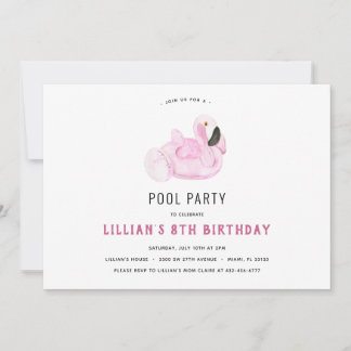 Flamingo Pool Party Geburtstag Einladung