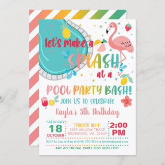 Flamingo Pool Party Geburtstag Einladung