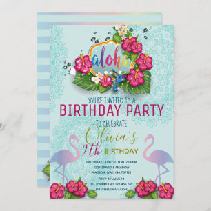 Flamingo Pool Party Geburtstag tropische Einladung