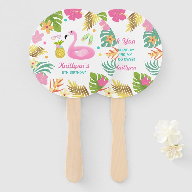Flamingo Pool Party Hand Fan Flamingo Gastgeschenk Fächer (Vorne und Hinten)