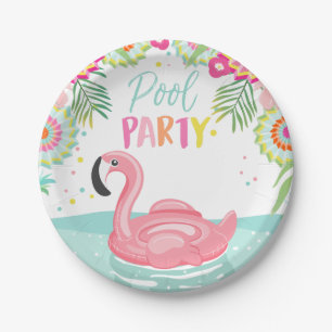 Flamingo-Pool-Party-Papier-Teller-tropisches Floss Pappteller