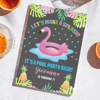 Flamingo Pool Party Tropical Geburtstag Einladung