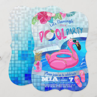 Flamingo-Pool-Party, tropische Einladung