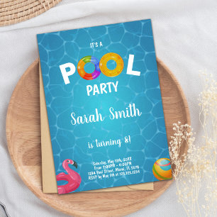 Flamingo Pool zum Geburtstag Einladung