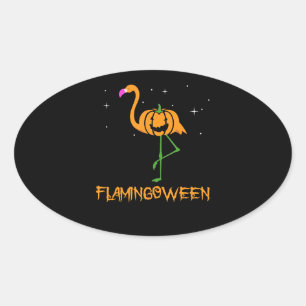 Flamingo Pumpkin Halloween Flamingoween Bird Pink Ovaler Aufkleber