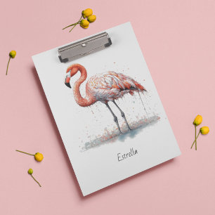 Flamingo-Radiance: Wasserfarben-Kunst, individuell Klemmbrett