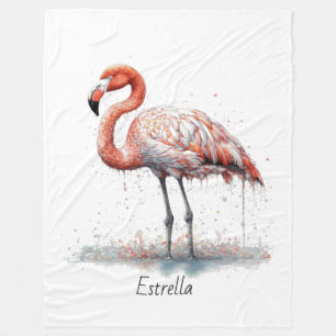 Flamingo-Radiance: Wasserfarbenkunst individuell Fleecedecke