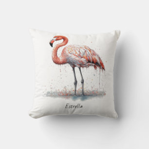 Flamingo-Radiance: Wasserfarbenkunst individuell Kissen