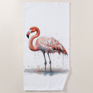 Flamingo-Radiance: Wasserfarbenkunst Strandtuch