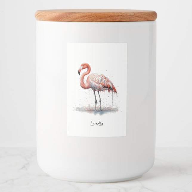 Flamingo Radiation: Wasserfarben Kunst, Brauch Lebensmitteletikett (Vorderseite)