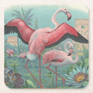 Flamingo Rechteckiger Pappuntersetzer