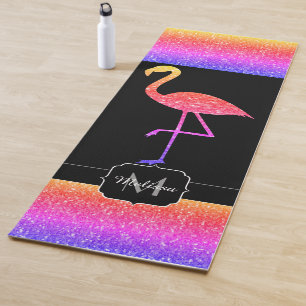 Flamingo Regenbogen Glitter Glanz individuelles Mo Yogamatte