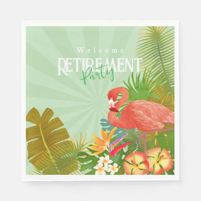 Flamingo Retirement Green Serviette (Vorderseite)