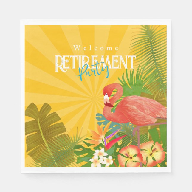 Flamingo Retirement Orange Yellow Serviette (Vorderseite)