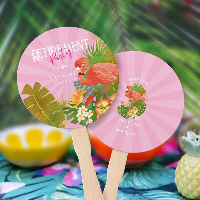 Flamingo Retirement Pink  Fächer (Flamingo Retirement Pink Hand Fan)