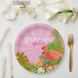 Flamingo Retirement Pink Pappteller