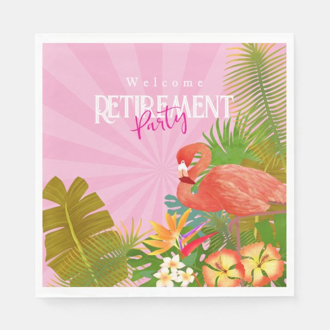 Flamingo Retirement Pink Serviette (Vorderseite)