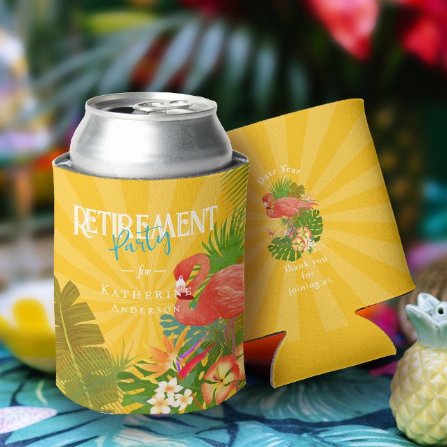 Flamingo Retirement Yellow Orange Can Cooler Dosenkühler (Flamingo Retirement Yellow Orange Can Cooler)