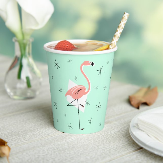 Flamingo Retro Green Pappbecher (In Situ)