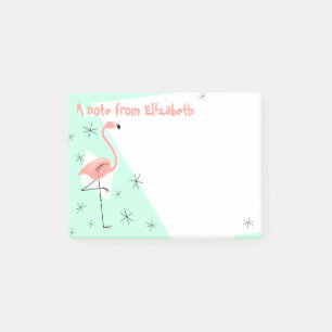 Flamingo Retro Green Text Note Post-it Klebezettel