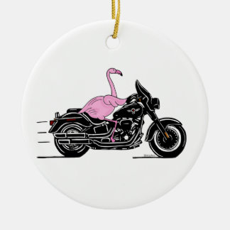 Flamingo Riding A Motorrad Keramik Ornament
