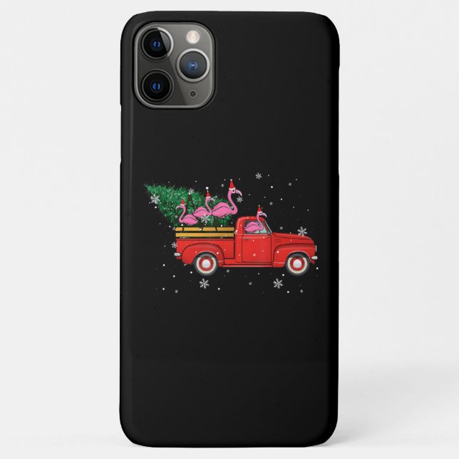 Flamingo Riding Red Truck Xmas Weihnachtsmannmütze Case-Mate iPhone Hülle (Rückseite)
