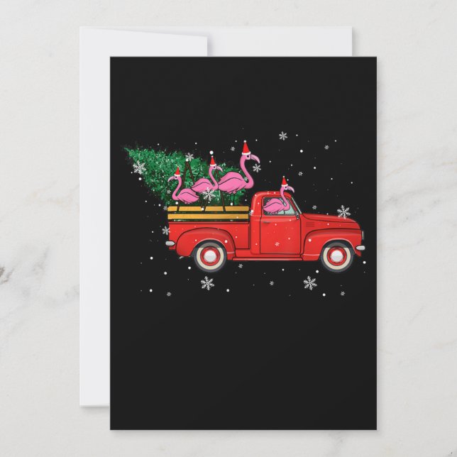 Flamingo Riding Red Truck Xmas Weihnachtsmannmütze Dankeskarte (Vorderseite)