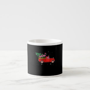 Flamingo Riding Red Truck Xmas Weihnachtsmannmütze Espressotasse