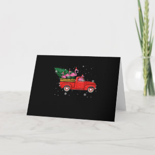 Flamingo Riding Red Truck Xmas Weihnachtsmannmütze Feiertagskarte