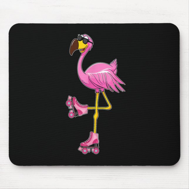 Flamingo Roller Skate - Funny Flamingo Lover Roll Mousepad (Vorne)