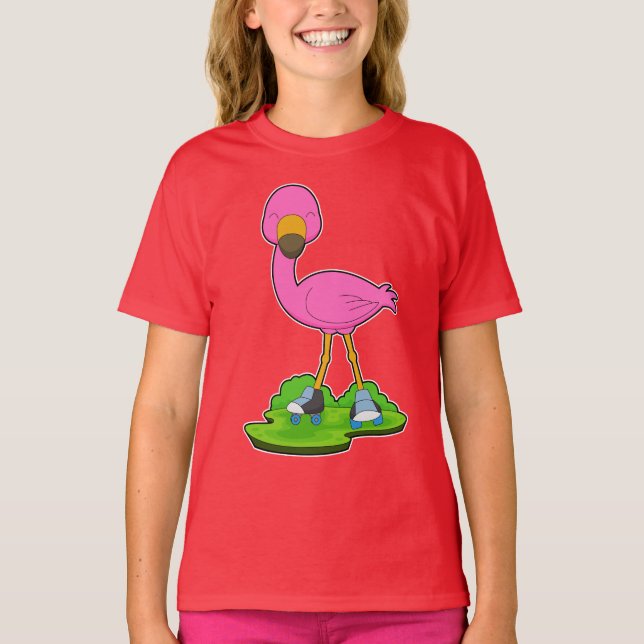 Flamingo Roller Skaten Roller Skate T-Shirt (Vorderseite)