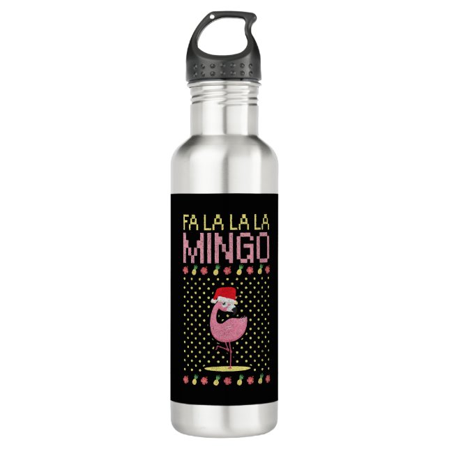 Flamingo rosa bestechen Weihnachten Edelstahlflasche (Vorderseite)