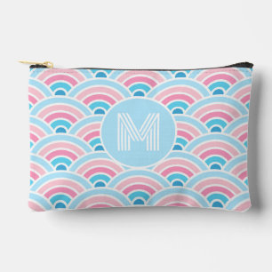 Flamingo-Rosa-Blau geometrisches Wellenmuster Zubehörtasche